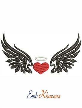 Angel Wings Icon Embroidery Design Angel Wings Embroidery, Angel Wings Icon, Wings Embroidery, Kiss Logo, Wings Icon, Heart Machine Embroidery, Internet Logo, Coffee Shop Logo, Event Logo