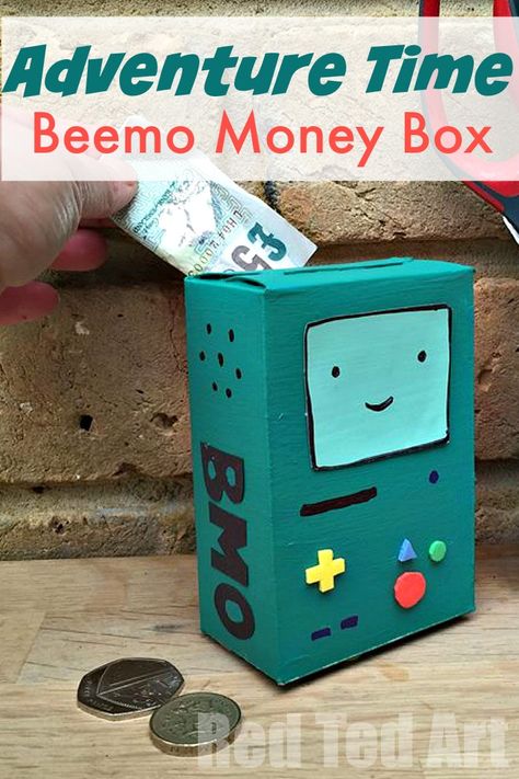 Adventure Time Beemo Craft - make your own easy money box and desk tidy Money Box Diy, Adventure Time Crochet, Adventure Time Crafts, Diy Bank, Camp Projects, Time Craft, Crafts By Season, Kids Camp, Diy Money