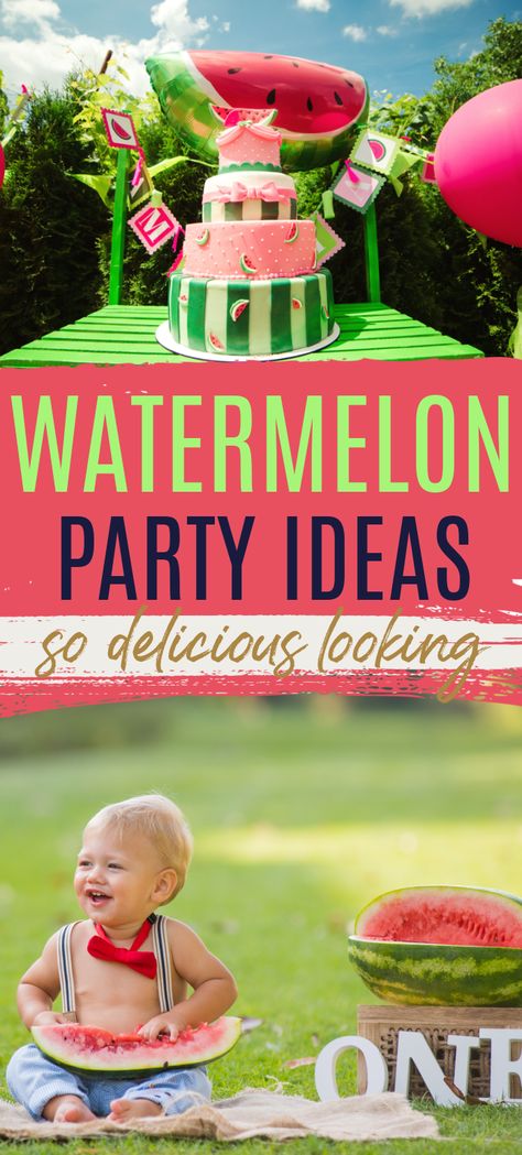 Watermelon Party Ideas for first birthday, Baby Shower or sweet 16 it doesn't matter these ideas are perfect for any Watermelon Garden Party #kidsparty Watermelon Centerpiece Birthday, Watermelon Party Ideas Decoration, Watermelon Baby Shower Ideas, One In A Melon First Birthday, Watermelon Themed First Birthday, Watermelon Themed Birthday Party, Watermelon Party Ideas, Ideas For First Birthday, Summer Party Snacks