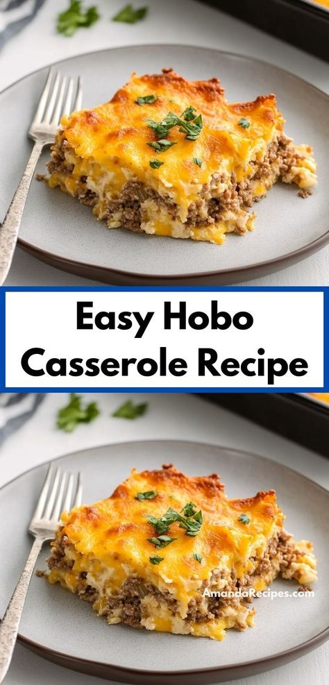 Looking for a flavorful dinner idea? This Easy Hobo Casserole Recipe combines tender ground beef and hearty vegetables for a satisfying meal. It's perfect for family dinners and quick weeknight cooking! Hobo Dinner Casserole, Hobo Casserole Ground Beef, Ground Beef Meals, Casserole Ground Beef, Hobo Casserole, Ground Beef Potatoes, Casserole With Ground Beef, Easy Suppers, Recipe With Ground Beef