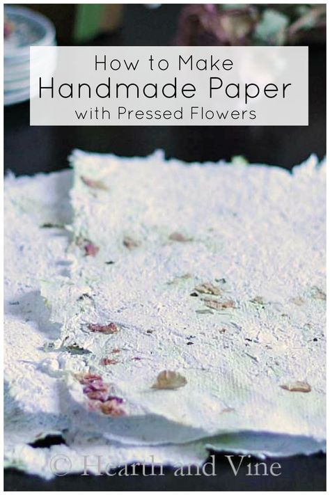 Handmade Paper With Flowers, How To Make Paint From Flowers, Homemade Paper How To Make, Paper With Dried Flowers, Botanical Crafts, Heritage School, Handmade Paper Gifts, Paper Making Process, Homemade Paper