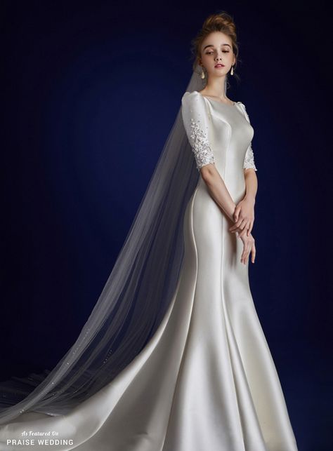 This vintage-inspired gown from Jubilee Bride & Amoura Lee Eun Suk is timelessly elegant! » Praise Wedding Community Wedding Gown Back Design, Wedding White Gown, Timeless Wedding Dress Elegant, Dream Wedding Dresses Vintage, Satin Dress Wedding, Elegant Satin Wedding Dress, Wedding Gowns White, Wedding Gown Elegant, Timeless Gown