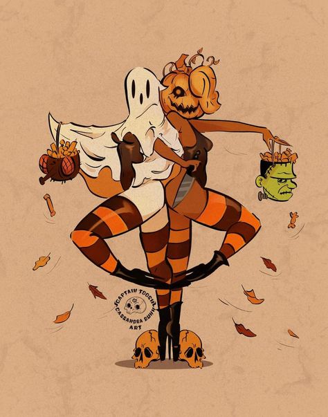 Cassandra Dunn Art, Spooky Cheesecake, Halloween Pin Up Art, Halloween Pinup Art, Character Art Ideas, Procreate Dog, Halloween Procreate, Tarot Card Designs, Halloween Pin Up