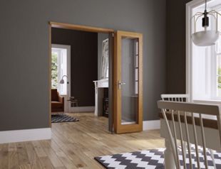 Wickes Newbury Internal Fold Flat 2 Door Set Oak Veneer 2007mm x 1190mm | Wickes.co.uk Internal Folding Doors, Flat Door, Door Frame Molding, Build Inspiration, Room Divider Doors, Folding Room Dividers, Lounge Ideas, Open Space Living, Fire Doors