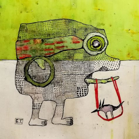 Elke Trittel Art Elke Trittel, Interesting Artists, Acrylic Background, Wild Art, Fish Illustration, The Tongue, Collage Art Mixed Media, Inner World, Field Day