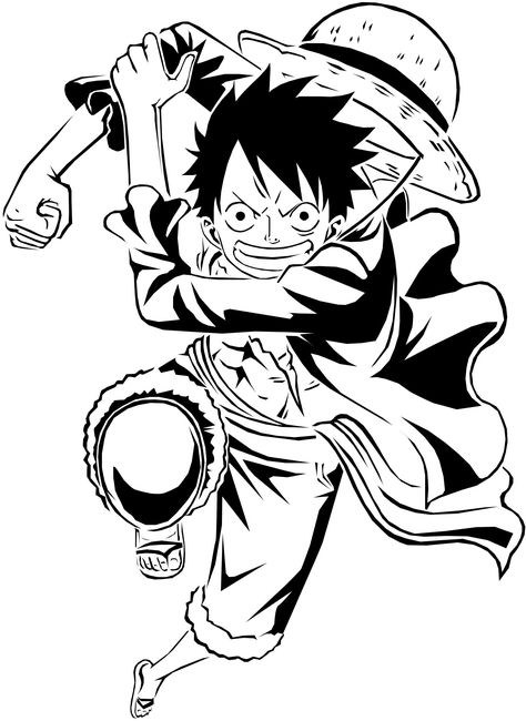 One Piece Luffy Black And White, One Piece Anime Svg Free, One Piece Decals, One Piece Svg Free, Luffy Outline, One Piece Stencil, Luffy Black And White, Anime Stencil, One Piece Svg