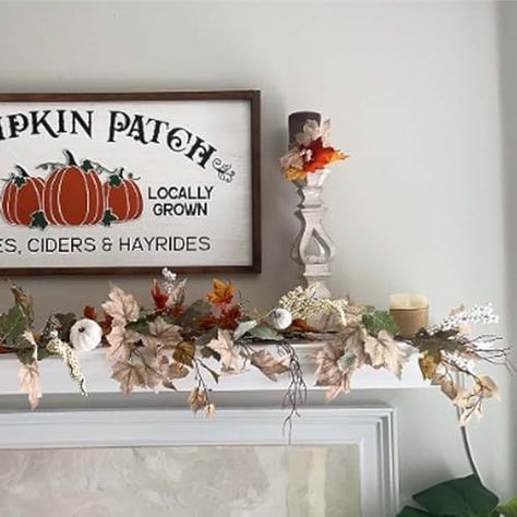 Fall Decor - Fall Garland - 6Ft Fall Maple Leaf Pumpkin Berry Garland - Thanksgiving Halloween Mantle Fireplace Farmhouse Harvest Decorations for Home Wedding Fireplace Party Christmas Fall Fireplace Decor Mantles, Fireplace Farmhouse, Wedding Fireplace, Fall Fireplace Decor, Mantle Fireplace, Leaf Pumpkin, Outdoor Thanksgiving, Leaves Garland, Fall Leaf Garland