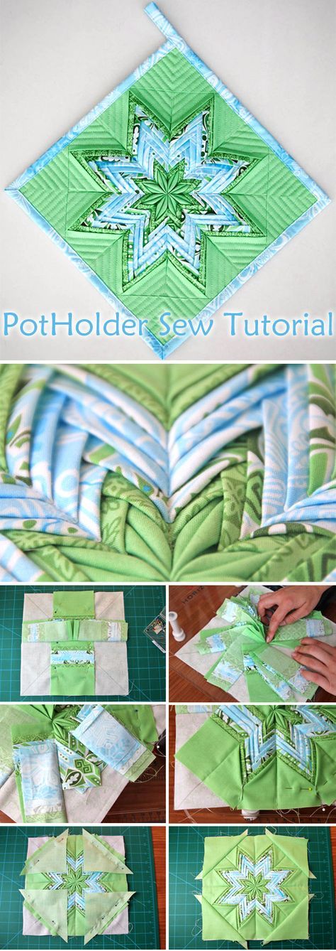 Folded Patchwork, Potholder Tutorial, Step Illustration, Techniques Textiles, Folded Star, Patchwork Projects, Patchwork Tutorial, Patchwork Sewing, Christmas Quilting