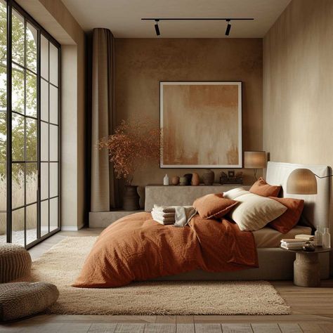 Small Bedroom Colour Ideas, Oaxaca House, 70 Bedroom, Small Bedroom Colours, Terracotta Bedroom, Bedroom Wall Decor Ideas, Inspiring Lifestyle, Moroccan Room, Bedroom Colour