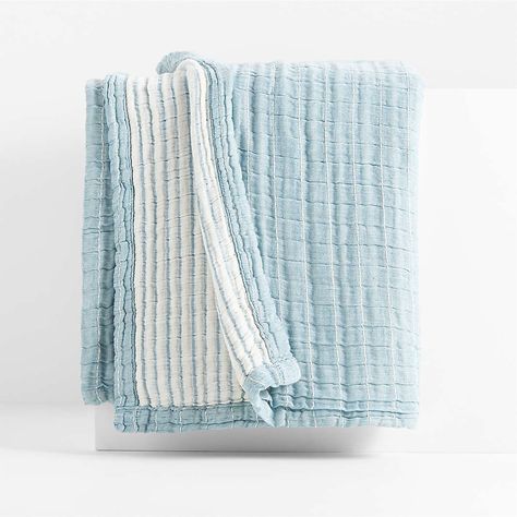 The Fall Savings Event: Up to 50% Off 2022: Exclusive Deals & Limited Time Sale | Crate & Barrel Coastal Farmhouse Bedding, Light Blue Throw Blanket, Dainty Room, Blue Bed Throw, Baby Blue Blanket, Coastal Blanket, Blue Bed, Natural Bed, Blue Throw Blanket