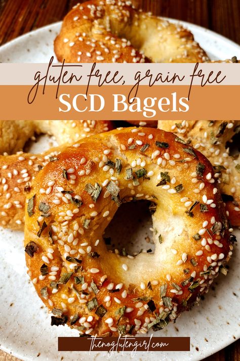 Grain-Free Bagels — The No Gluten Girl Gluten Free Bagel Recipe, Gluten Free Bagels, Scd Recipes, Cookies Gluten Free, Specific Carbohydrate Diet, Gluten Free Recipes Bread, Bagel Recipe, Gluten Free Banana, Grain Free Recipes