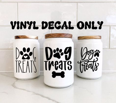 Excited to share the latest addition to my #etsy shop: Dog Treat Decals, Puppy Treat Jar, Vinyl Decal for Dog & Puppy Treats Jar, Canister, Container https://etsy.me/3Sd0qRY Oracal 651 Vinyl Projects, Personalized Dog Treat Jar, Dog Treat Labels Ideas, Vinyl Dog Projects, Dog Treats Container, Dog Treat Svg Free, Dog Craft Show Ideas, Cricket Dog Projects, Cricut Dog Treat Jar