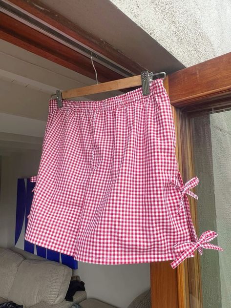 Red Gingham Boxer Shorts, Sew Boxer Shorts, Gingham Boxer Shorts, Boxer Sewing Pattern, Red Gingham Shorts, How To Sew Shorts, Diy Boxers, Sew Shorts, Boxer Shorts Pattern