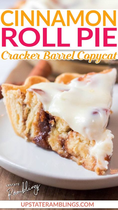 Breakfast With Pie Crust, Cracker Barrel Cinnamon Roll Pie, Cinnamon Roll Pie Recipe, Cinnamon Rolls Pie, Cinnamon Roll Pie Cracker Barrel, Cinnamon Pie Recipe, Cinnamon Roll Pie Crust, Cinnamon Roll Pie, Pie Crust Cinnamon Rolls