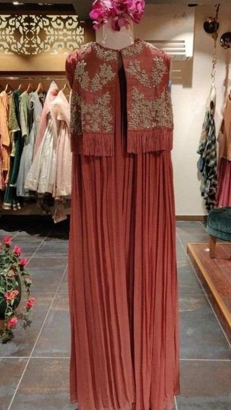 Beautiful Long embroidered jacket style dress. Net Long Jacket, Partywear Dresses Indian, Sims Closet, Anarkali Jacket, Dhoti Dress, Simple Anarkali, Long Jacket Dresses, Lehenga Top, Dress Jackets