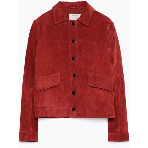 Zara Suede Jacket (5.975 RUB) ❤ liked on Polyvore featuring outerwear, jackets, tops, zara, dark red, red suede jacket, suede leather jacket, suede jacket, lined jacket and red jacket Zara Coats, Red Suede Jacket, Suede Leather Jacket, Zara Jacket, Ootd Ideas, Fashion Sets, Weekend Outfit, Sporty Chic, Red Suede