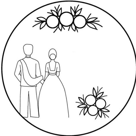 Wedding Embroidery Hoop Couple Drawing, Wedding Hoop Art Drawing Pattern, Embroidery Hoop Drawing, Wedding Hoop Art Drawing, Hoop Art Embroidery Wedding Pattern, Wedding Embroidery Hoop Pattern Template, Embroidery Couple Design, Wedding Hoop Embroidery Pattern, Wedding Drawing Couple