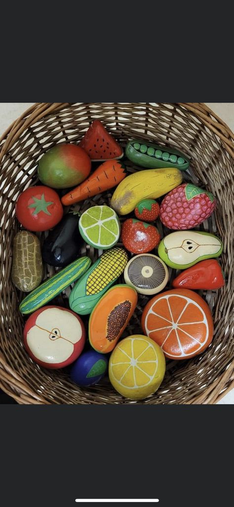 Fruit Diy, Preschool Planning, Sustainable Toys, Painted Rocks Kids, Kids Daycare, Mud Kitchen, Toy Food, Christmas Gift Decorations, Rock Painting Art