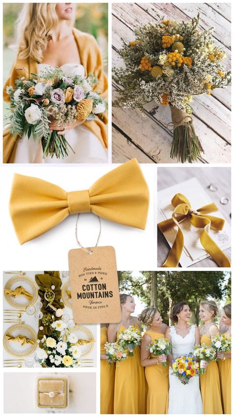 Wedding Bow Tie Groomsmen, Mustard Wedding, Bow Tie Groomsmen, Yellow Wedding Theme, Bow Tie For Men, Yellow Bow Tie, Gold Wedding Colors, Wedding Bow Tie, Wedding Reception Ideas