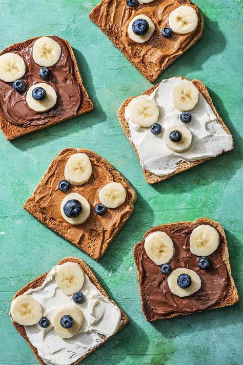 Teddy Bear Toast, Bear Toast, Veggie Hummus, Snack Ideas For Kids, Hummus Recipes, Kids Cafe, Hello Fresh Recipes, Food Art For Kids, Creative Snacks