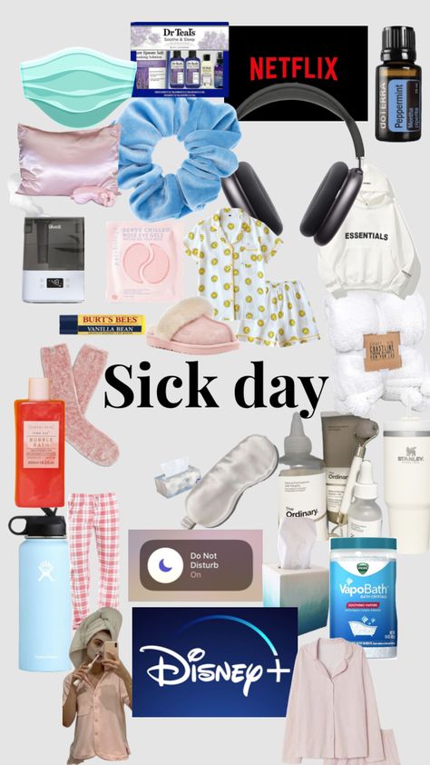 #myfirstshuffle #sickday #sick #today I’m sick What To When Your Sick, Sick Day Essentials Aesthetic, Sick Day Essentials For Her, Self Care Sick Days, Sick Day Checklist, Sick Day Schedule, Things To Make You Feel Better When Sick, Hacks For When Your Sick, What To Do If Ur Sick