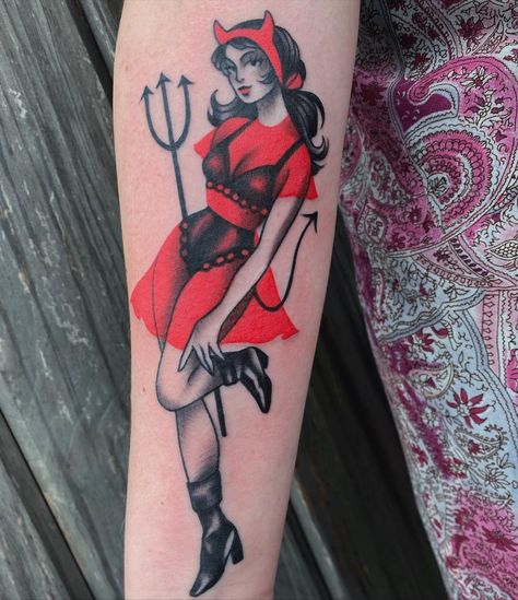 Unique Pinup Tattoo, Nun Pinup Tattoo, Pinup Lady Tattoo, Tattooed Pinup Tattoo, Vampire Pinup Tattoo, Trad Pinup Tattoo, Neo Traditional Pinup Tattoo, Plus Size Pin Up Tattoo, Witch Pinup Tattoo