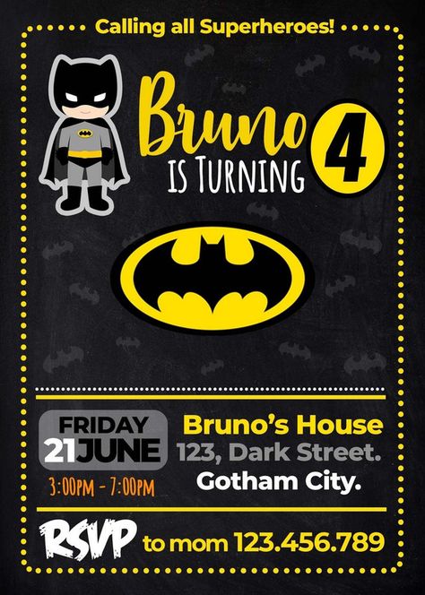 Safari Safari: Kids Safari Birthday Invites Batman Themed Birthday Party Boys, Batman Birthday Party Invitations, Batman First Birthday Party, Batman Birthday Invitations, Batman Party Foods, Batman Party Games, Chibi Birthday, Batman Party Supplies, Batman Party Decorations