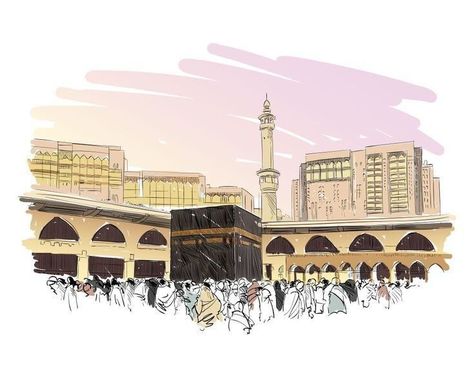 Kaabah Makkah Painting, Mecca Saudi Arabia, Sea Wallpaper, Islamic Caligraphy Art, Mecca Wallpaper, Islamic Cartoon, Anime Muslim, Caligraphy Art, Whatsapp Wallpaper