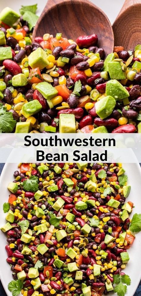 Easy Fun Salads, Southwestern Bean Salad, Southern Bean Salad, Kidney Bean Side Dish, Southwestern Side Dishes, Different Bean Recipes, Recipes With Kidney Beans Healthy, Leafless Salad, Kidney Bean Salad Recipes