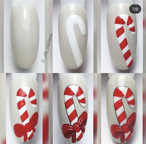 Easy Nail Designs Tutorial, Christmas Nail Designs Tutorial, Christmas Theme Nail Art, Christmas Nail Art Step By Step, Christmas Nail Step By Step, Nail Art Natale, Christmas Nails Step By Step, Step By Step Christmas Nail Art, Christmas Nail Tutorial