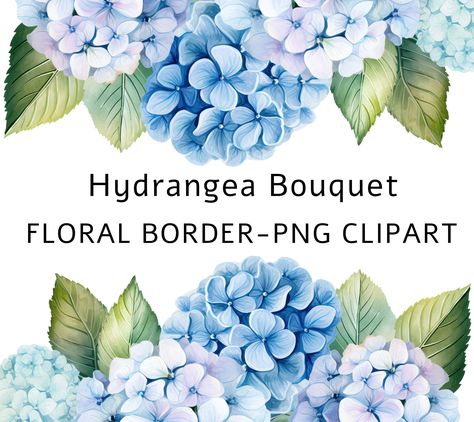 Hydrangea Border, Easter Designs, Watercolor Hydrangea, Png Elements, Hydrangea Bouquet, Download Image, Easter Design, Spring Art, Floral Border