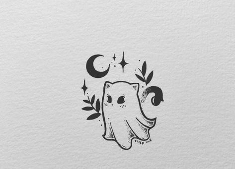 Ghost Tattoo, Muster Tattoos, Spooky Tattoos, Cute Little Tattoos, Halloween Tattoo, Cute Tiny Tattoos, Tattoo Style Drawings, Halloween Tattoos, Cute Doodles Drawings