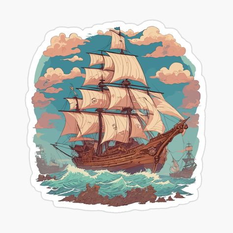 Pirate Stickers, Stickers For Notebooks, Stickers Images, Stickers Food, Creative School Project Ideas, School Project Ideas, Boat Stickers, Colorful Stickers, Pirate Ships