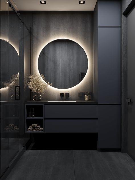 #kamarmandi #renovation #washbasin #construction #art #bath #tiles #bathtub #bathroomrenovation #sink #meme #like #aseo Black Elegant Bathroom Ideas, Toilet Mirror Design, Dark Color Bathroom Ideas, Elegant Bathroom Design Luxury Bath, Academia Bathroom, Dark Academia Bathroom, Bathroom Vanity Black, Dark Bathroom Ideas, Dark Bathroom