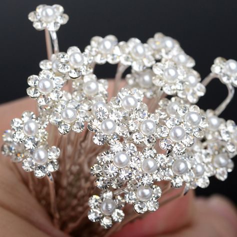 40PCS Bridal Crystal Pearl Flower Hair Pins Bridesmaid Wedding Jewelry Hair Clips U Pick Tiara Bridal Hair Accessories Flower, Flower Girl Hair Accessories, Hair Accessories Pins, Crystal Hair Clips, Bridesmaid Hair Accessories, Rhinestone Hair Pin, Crystal Hair Pins, Flower Crystal, Pearl Hair Pins