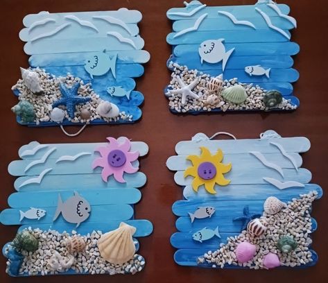 Arts And Crafts For Kids For Summer Camp Ocean Themes, Sea Animals Crafts For Preschool, Mermaid Diorama, Beach Crafts For Kids, Easter Planter Ideas, Easter Office Decorations, Under The Sea Crafts, Summer Arts And Crafts, Preschool Arts And Crafts