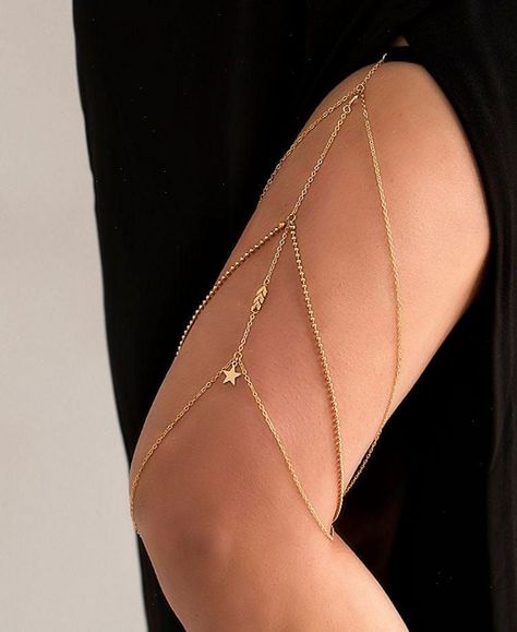 Description:Bohemian Layered Star Charm Elastic Thigh Leg ChainSpecifications:Material: alloy metal. elastic bandSize: as per pictureWeight: 0.4 oz/pcColors: gold/silverFeatures and Details:The star is a symbol of good luck. which can bring you good fortune.This layered star charm elastic thigh leg chain is the perfect accessory which can be worn with any outfits to differ...#Legs #Gemstone #StatementJewelry #Elegance #Exploring #Your #and #Adorning #Thigh #JewelryAddict #with #Jewelry #Style Leg Cuff Jewelry, Thigh Chain Jewelry, Legs Accessories, Chain Body Harness, Thigh Jewelry, Leg Jewelry, Latina Jewelry, Thigh Chain, Arabic Jewelry