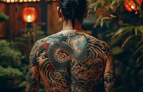 What Are The Rules Of Traditional Japanese Tattoos? Traditional Japanese Back Tattoo, Yakuza Aesthetic, Tradition Tattoo, Electronic Tattoo, Traditional Japanese Tattoo, Japanese Back Tattoo, Japanese Snake Tattoo, Traditional Japanese Tattoo Designs, Toni Mahfud