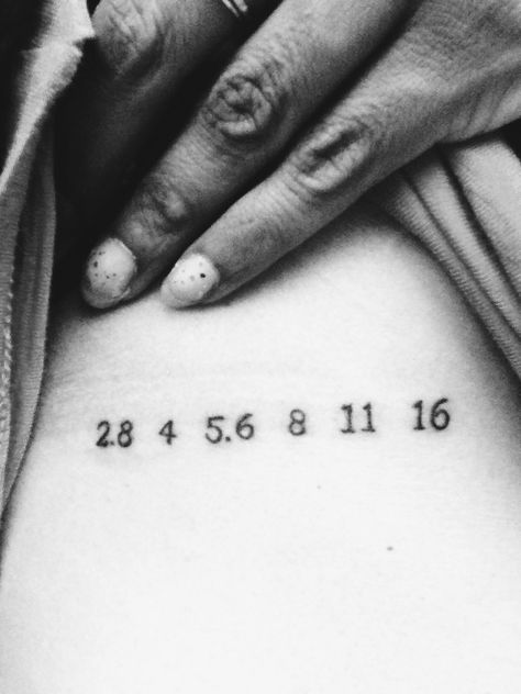 This tattoo is brilliant! Witty yet meaningful, fun but heartfelt. "My F stops tattoo." #photography #aperture F Stop Tattoo, Aperture Tattoo, Camera Film Tattoo, Photography Tattoo, Camera Tattoos, Date Tattoos, Number Tattoos, Camera Tattoo, Tattoo Photography