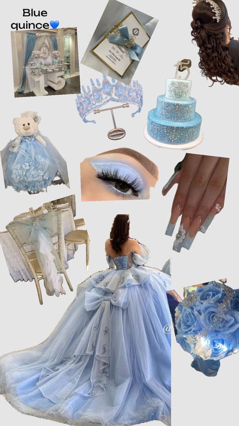 Quinceanera Blue Theme, Blue Butterfly Quinceanera Theme, Baby Blue Quince Dresses, Sweet 16 Cinderella Theme, Blue Quinceanera Ideas, Butterfly Quinceanera Theme, Blue Quinceanera Theme, Quinceanera Blue, Light Blue Quinceanera Dresses