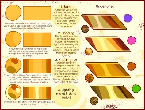 Gold Digital Art, Color Theory Art, Draw Color, Concept Art Tutorial, Art Advice, Paint Brush Art, Coloring Tips, I Love Your, Coloring Tutorial