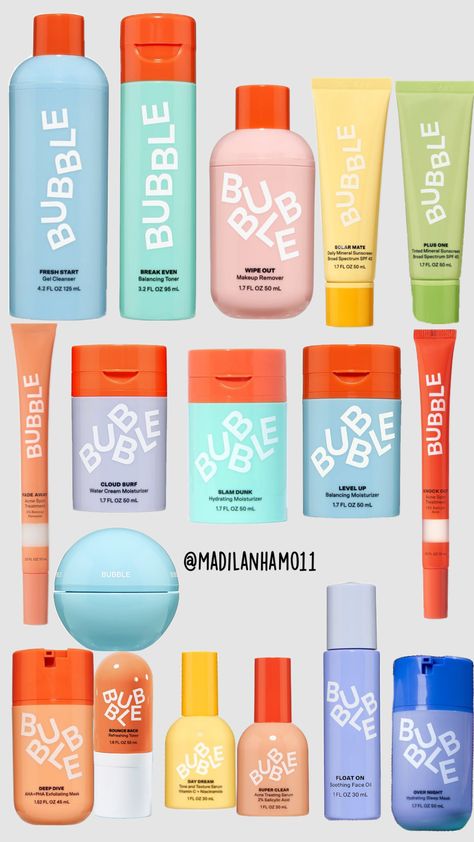 #Bubble #skincare Bubble Skincare, Sephora Skin Care, Hydrating Moisturizer, Acne Spots, Skin Care Kit, Wipe Out, Gel Cleanser, Mineral Sunscreen, Broad Spectrum Sunscreen