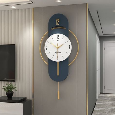 Art Deco Wall Clock, Wall Clock Design Ideas, Geometric Clock, Clock Design Ideas, Luxury Clock, Bedroom Wall Clock, Living Room Clocks, Living Wall Decor, Wall Clock Design