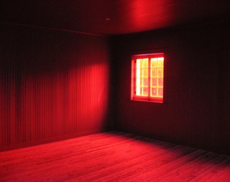 Crimson red room interior, surreal, spooky, window, Halloween, pop gothic home decor- Red Room 8 x 10 Spooky Window, Window Halloween, Red Houses, Red Gothic, Creepy Decor, Different Shades Of Red, Liminal Space, Red Wall Art, Red Room