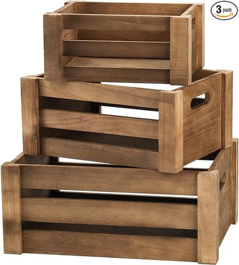 Amazon.com : Lawei Set of 3 Wood Nesting Storage Crates with Handle, Rustic Decorative Wooden Crates Distressed Crates Storage Container for Storage Display Decoration : Office Products Storage Crates, Decorative Wooden Boxes, Outdoor Graduation, Graduation Parties, Storage Display, Crate Storage, Nesting Boxes, Wood Crates, Wooden Crates