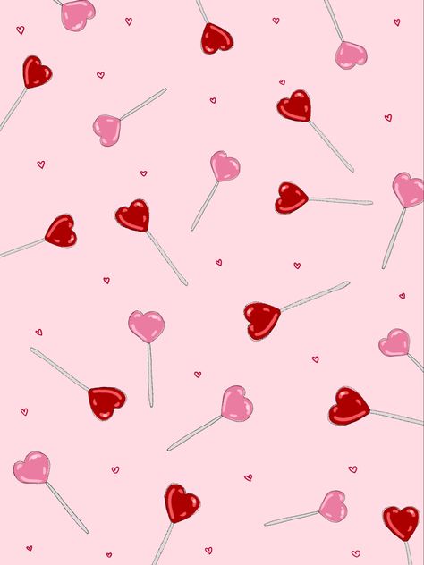 Day Wallpaper, Pink Aesthetic, Pink Heart, Lollipop, Cute Wallpapers, Aesthetic Wallpapers, Iphone Wallpaper, Cherry, Valentines