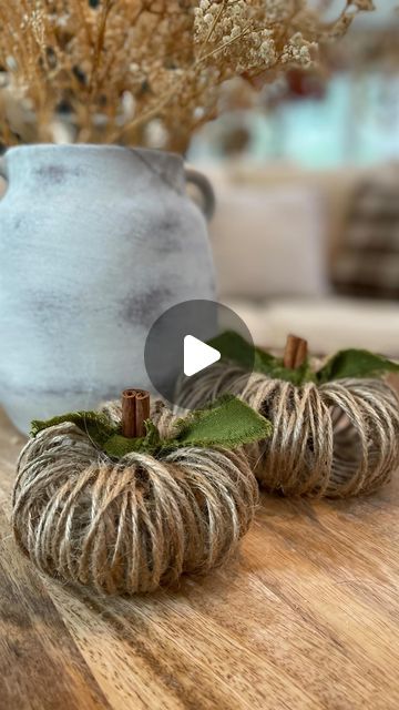 Jodie Kammerer on Instagram: "Comment JUTE for project instructions and links to supplies I used, including jute, cinnamon sticks and neutral twist ties. These are so easy and fun to make! I’m making a whole pumpkin patch of different size jute pumpkins to add to my fall decor! Have fun! 🫶 #falldecor #fallcrafts #easycrafts #pumpkinseason #pumpkincrafts #diypumpkin" String Pumpkins Diy, Diy Twine Pumpkins, Jute Pumpkins Diy, Sock Pumpkins Diy No Sew, Twine Pumpkins Diy, Jute Pumpkins, Yarn Pumpkins Diy, Rope Pumpkins, Twine Pumpkins