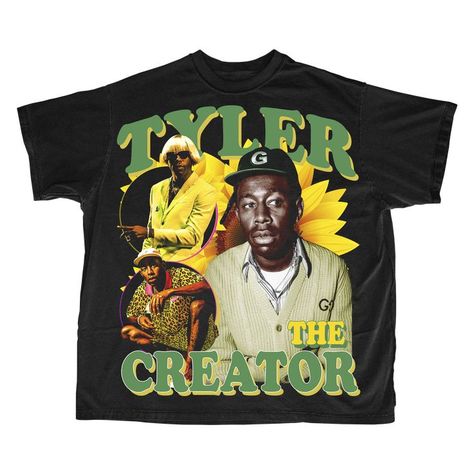 Tyler creator - dope bootleg vintage 90s tee shirt design Graphic Tee Rapper, Tyler The Creator Tshirt Design, Rapper Shirts Outfits, Bootleg Rap Design, Rapper Tshirt Design, Bootleg Graphic Tee, Old School T Shirt Design, Bootleg Vintage Shirt, 90s Bootleg Shirt