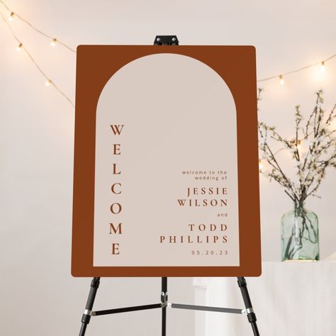 Arch Typography, Wedding Signs Ceremony, Wedding Signs Welcome, Modern Boho Wedding, Burnt Orange Wedding, Typography Script, Burnt Orange Weddings, Boho Wedding Ideas, Wedding Posters