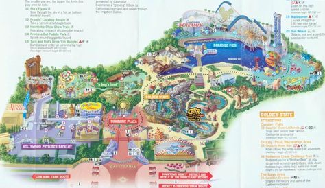 California Adventure Map, Epcot Map, Roller Coaster Park, Theme Park Map, Best Roller Coasters, Universal Islands Of Adventure, Disneyland California Adventure, Disney California Adventure Park, California Adventure Park